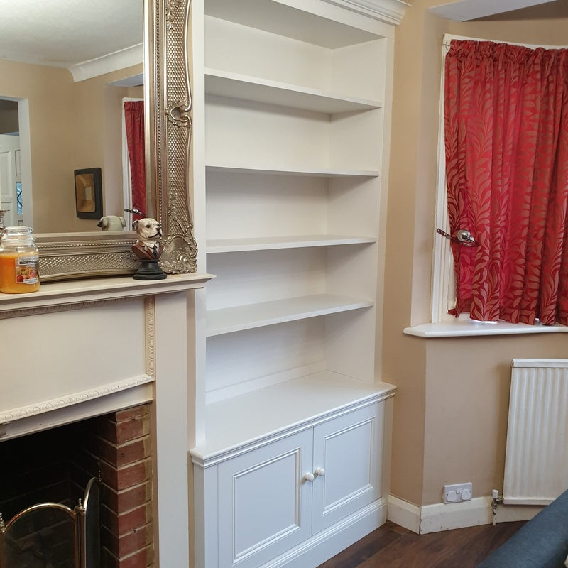 Alcove Shelving System for a Pair of Alcoves 1100mm Wide in Painted MDF