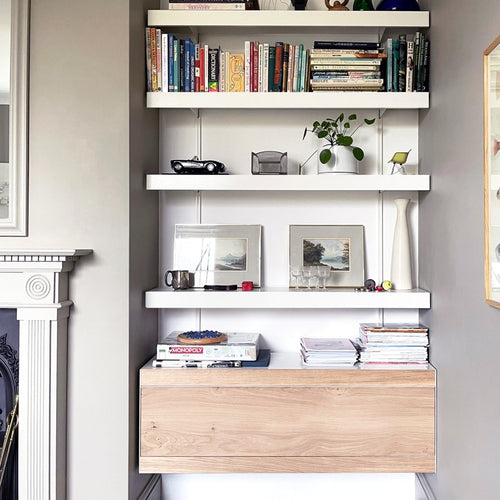 Alcove Shelving System for a Pair of Alcoves 700mm Wide in Solid Oak