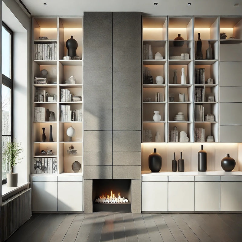 Alcove Shelving System for a Pair of Alcoves 900mm Wide in Powder Coated Steel