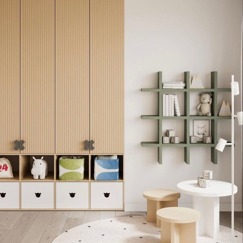 Children's Room Shelving System Child Bedroom 1800mm Wide in Painted MDF
