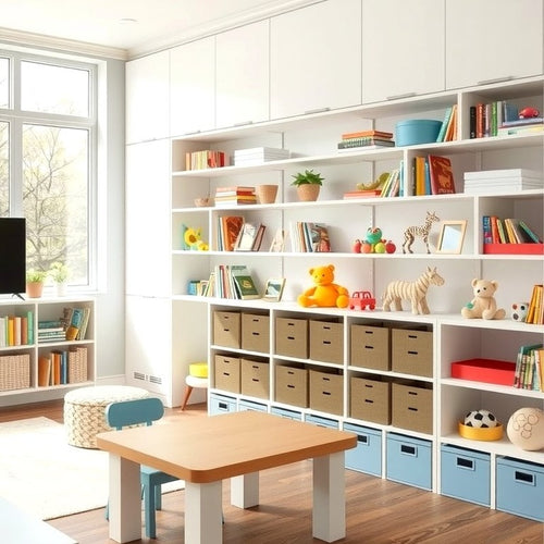 Children's Room Shelving System Playroom 2400mm Wide in Painted MDF