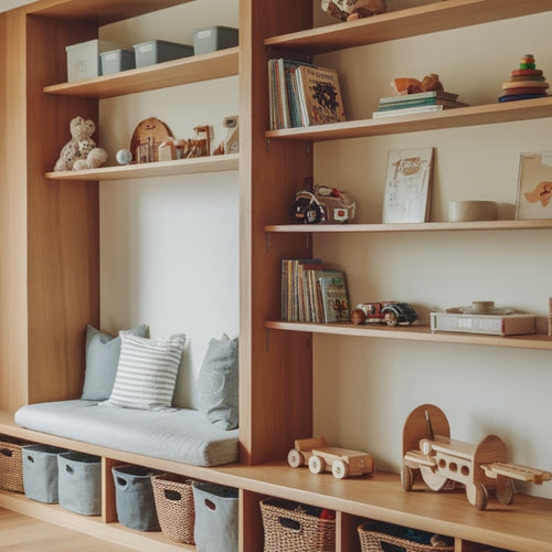 Children's Room Shelving System Playroom 2400mm Wide in Solid Oak