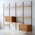 Complete Wall Shelving System 1500mm Wide with Five Solid Iroko Shelves