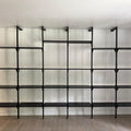 Complete Wall Shelving System 2400mm Wide with Six Powder Coated Steel Shelves