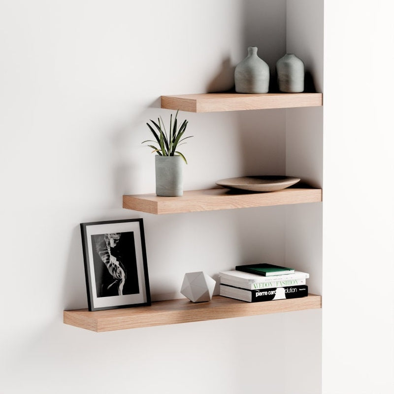 Floating Shelf Set of Eight in Solid Ash 1000mm Wide