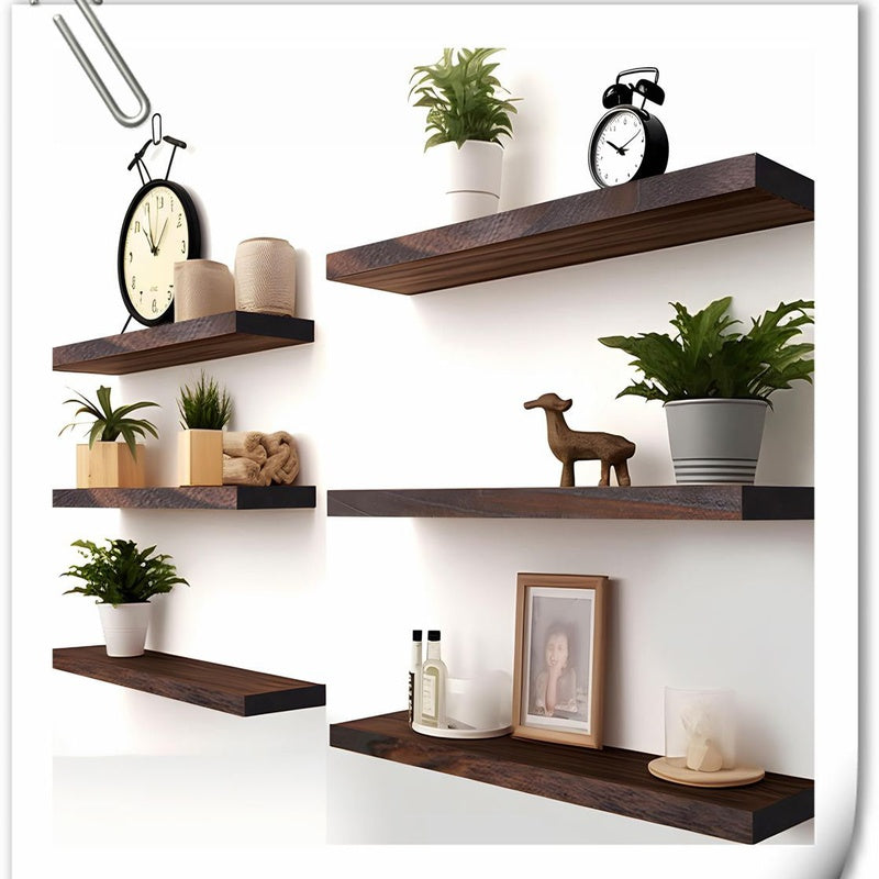 Floating Shelf Set of Six in Solid Walnut 900mm Wide