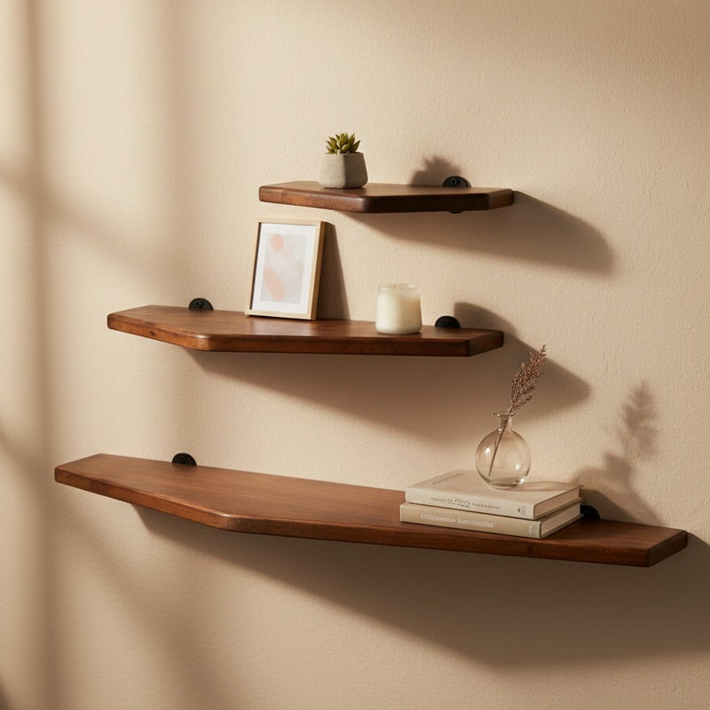 Floating Shelf Set of Three in Solid Walnut 1500mm Wide