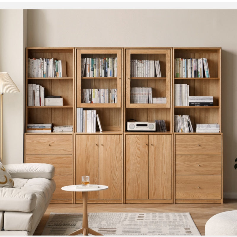Floor to Ceiling Library Shelving System 1800mm Wide by 2400mm High in Solid Oak
