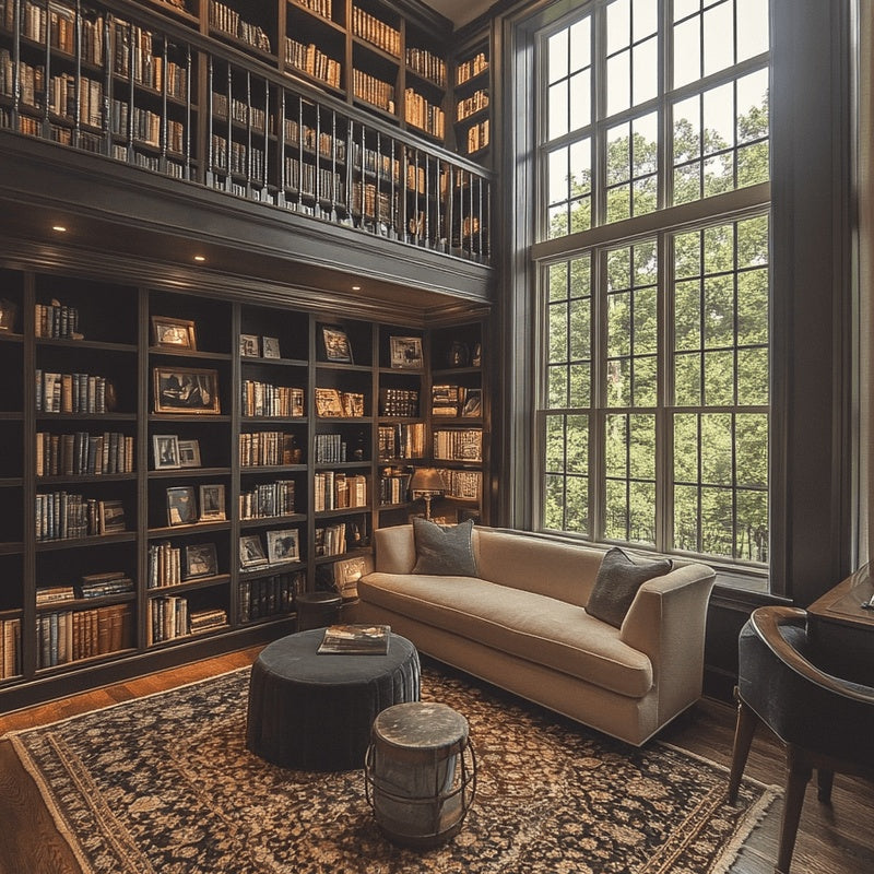 Floor to Ceiling Library Shelving System 2400mm Wide by 2700mm High in Birch Plywood