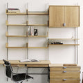 Home Office Wall System 1500mm Wide with a Desk Shelf in Solid Ash