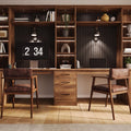 Home Office Wall System 1800mm Wide with a Desk Shelf in Solid Ash
