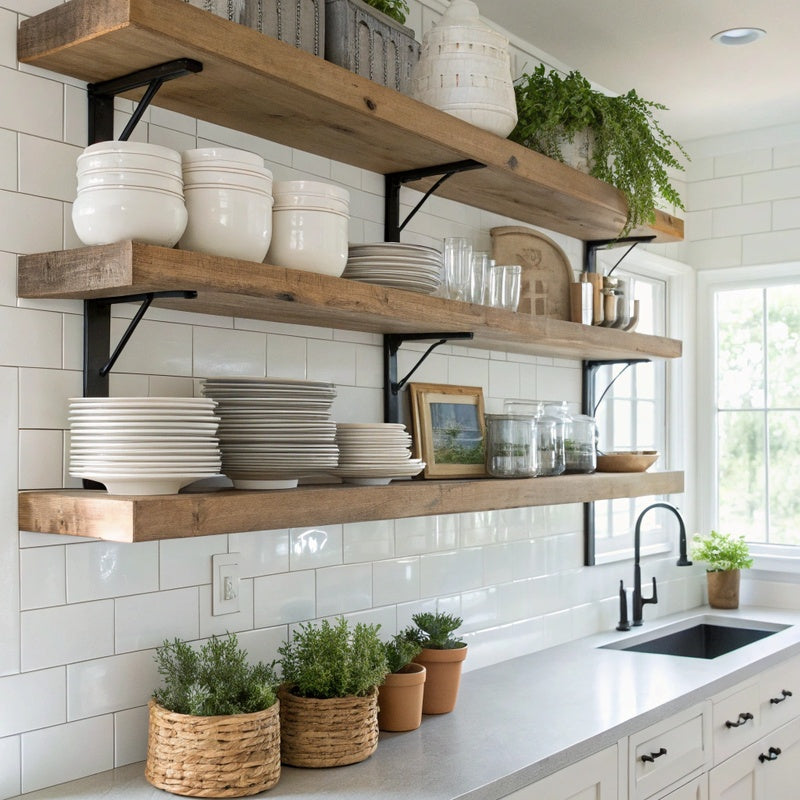 Kitchen Shelving System Full Kitchen Wall 2400mm Wide in Painted MDF