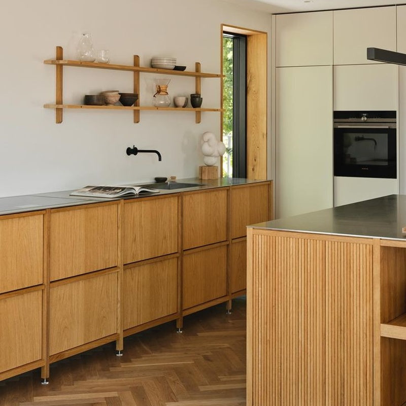 Kitchen Shelving System Full Kitchen Wall 2400mm Wide in Solid Oak