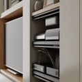 Media Wall Shelving System 2400mm Wide for a 65 Inch Screen in Solid Ash
