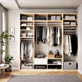 Open Wardrobe and Dressing Room System Corner 2400mm Wide in Birch Plywood