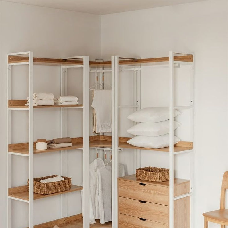 Open Wardrobe and Dressing Room System Corner 2400mm Wide in Painted MDF
