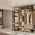 Open Wardrobe and Dressing Room System Corner 2400mm Wide in Solid Oak