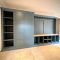 Utility and Boot Room Shelving System Boot Room 1500mm Wide in Solid Iroko