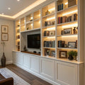 Whole Room Shelving System Three Wall Configuration in Painted MDF