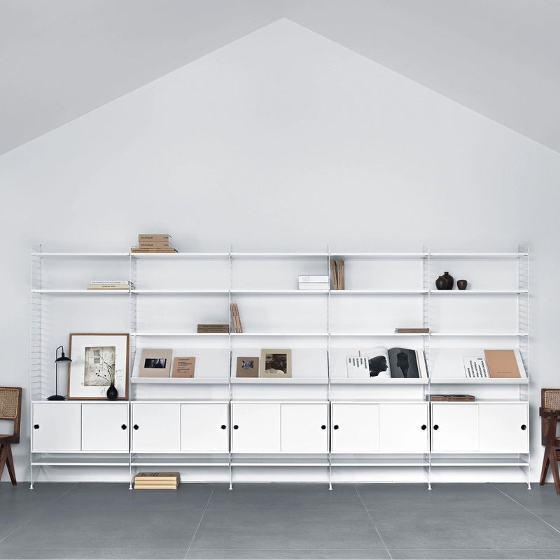 Whole Room Shelving System Three Wall Configuration in Solid Ash