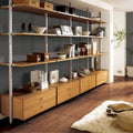 Whole Room Shelving System Three Wall Configuration in Solid Iroko